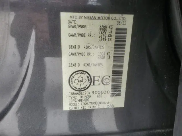 2012 NISSAN TITAN S  