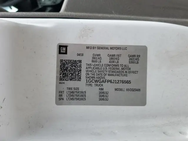 2018 CHEVROLET EXPRESS G2500   