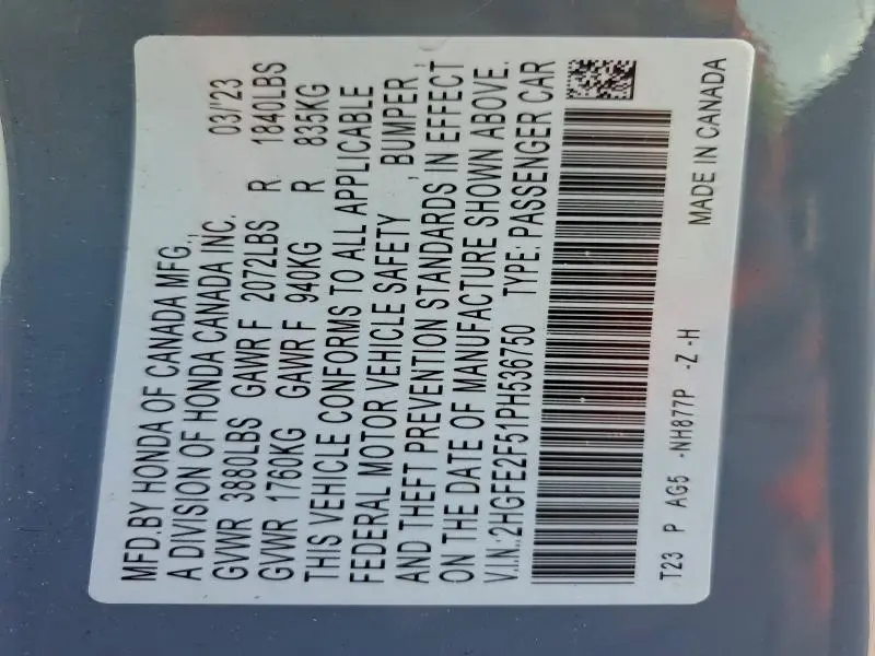 2023 HONDA CIVIC SPORT  