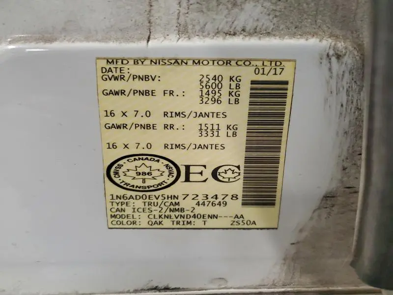 2017 NISSAN FRONTIER S  