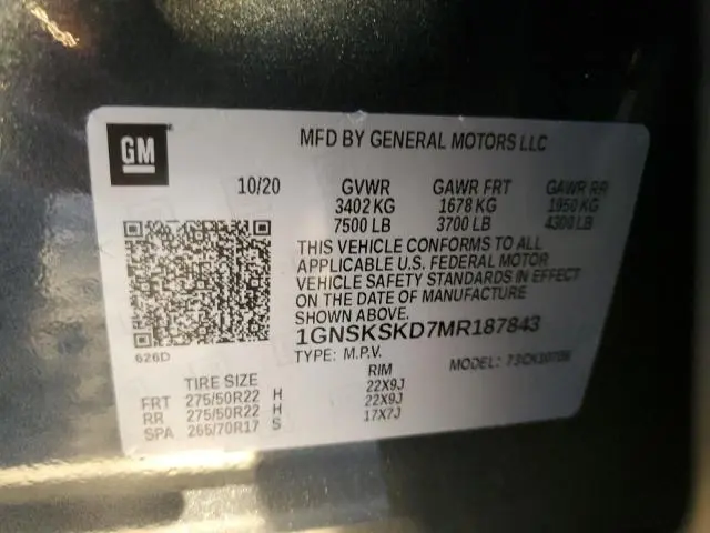 2021 CHEVROLET TAHOE K1500 PREMIER  