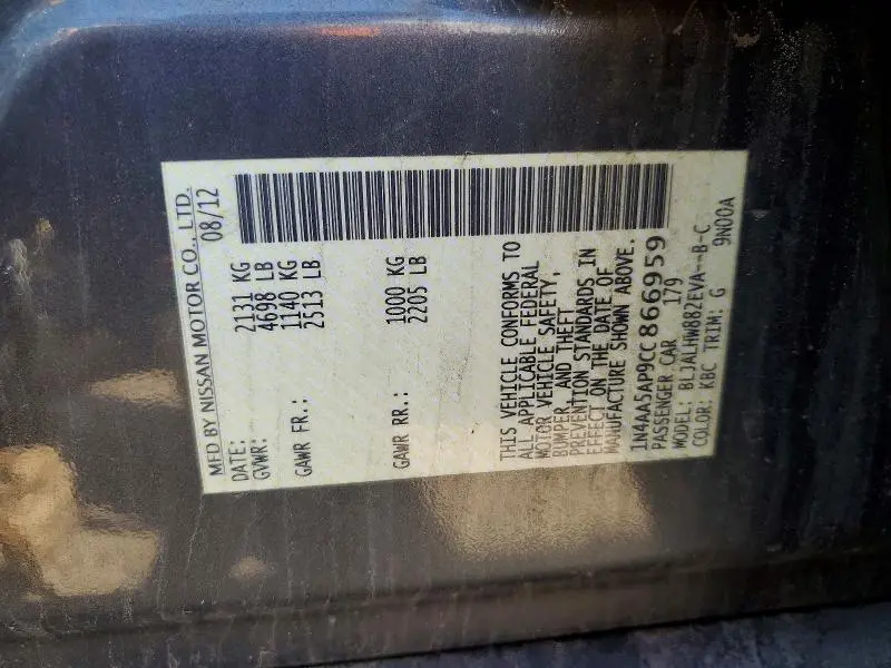 2012 NISSAN MAXIMA S  