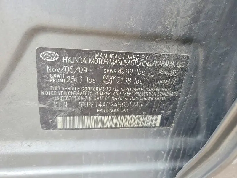 2010 HYUNDAI SONATA GLS  