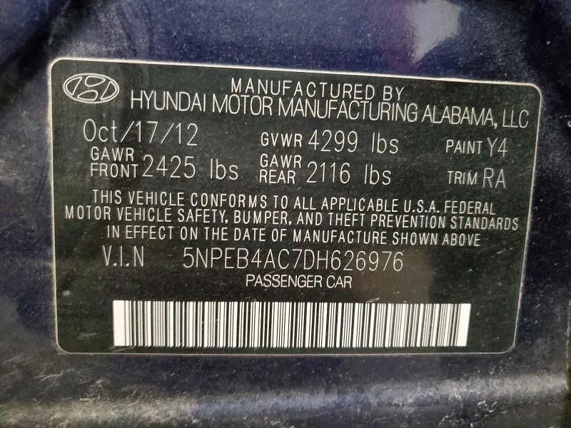 2013 HYUNDAI SONATA GLS  