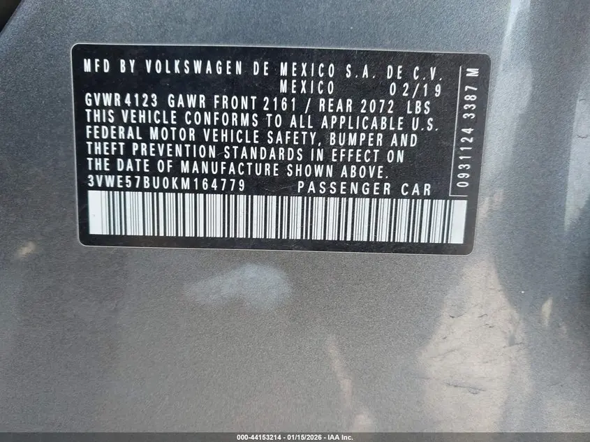 2019 VOLKSWAGEN JETTA 1.4T SEL