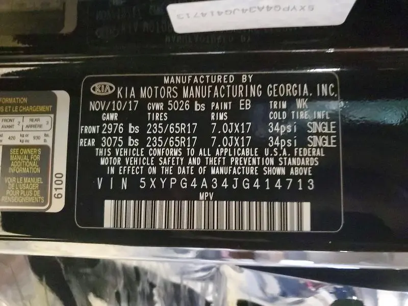 2018 KIA SORENTO L  