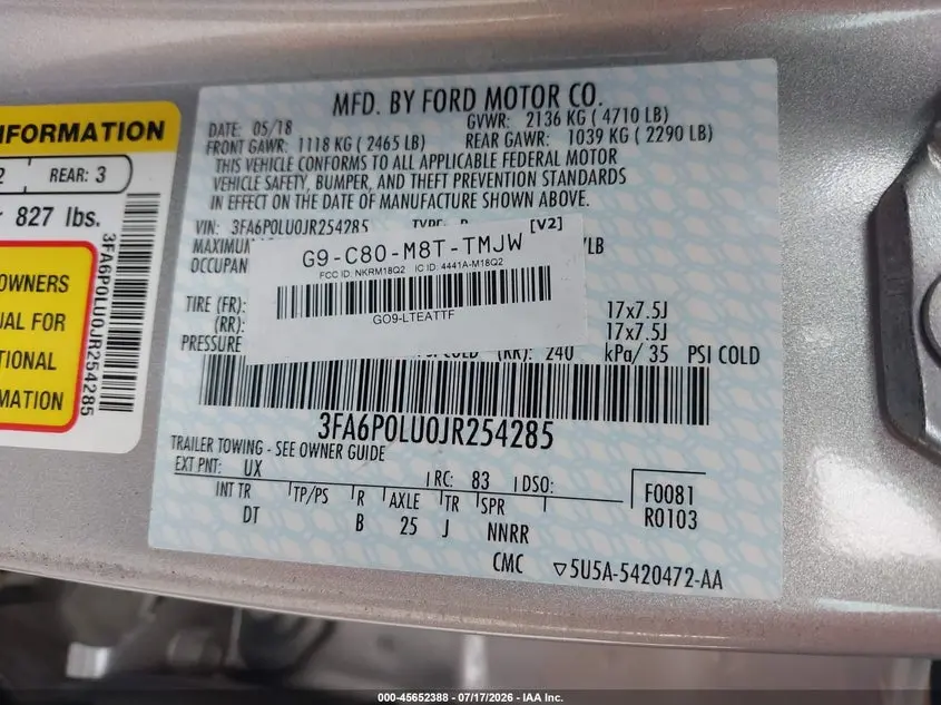 2018 FORD FUSION HYBRID SE