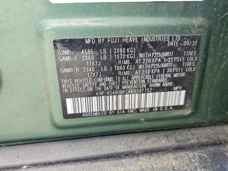 2011 SUBARU OUTBACK 2.5I LIMITED  