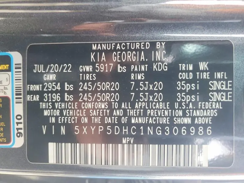2022 KIA TELLURIDE SX  