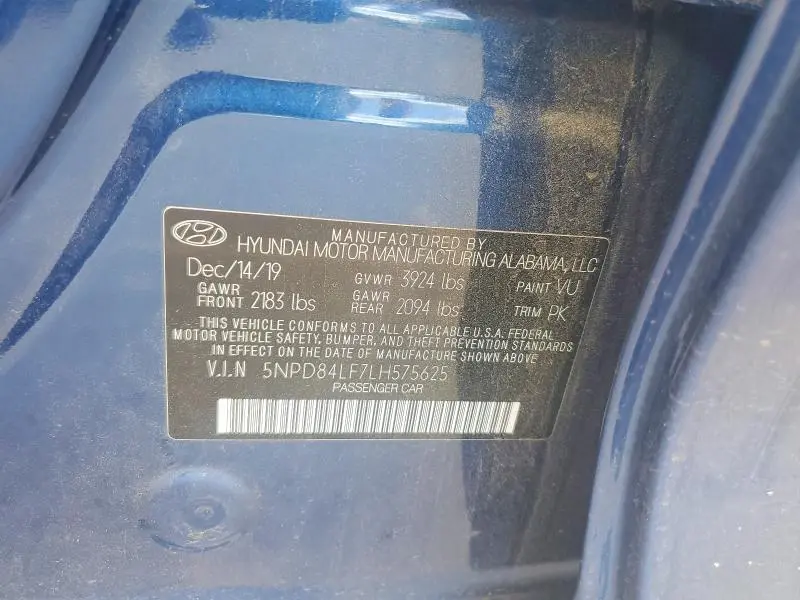 2020 HYUNDAI ELANTRA SEL  