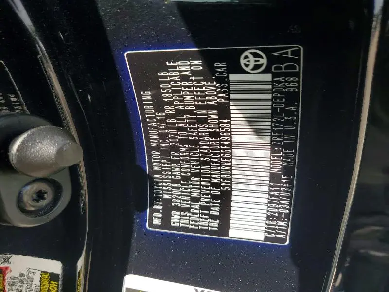 2016 TOYOTA COROLLA L  