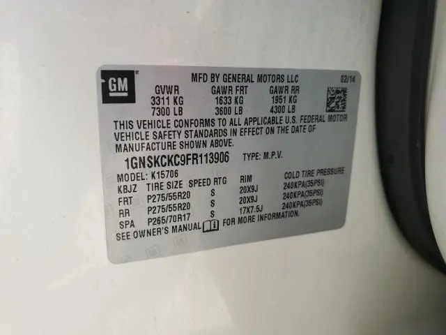 2015 CHEVROLET TAHOE K1500 LTZ  