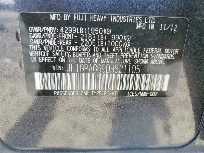 2013 SUBARU IMPREZA LIMITED  