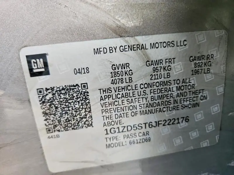 2018 CHEVROLET MALIBU LT  