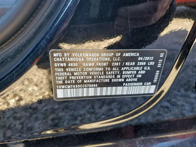 2012 VOLKSWAGEN PASSAT SEL  