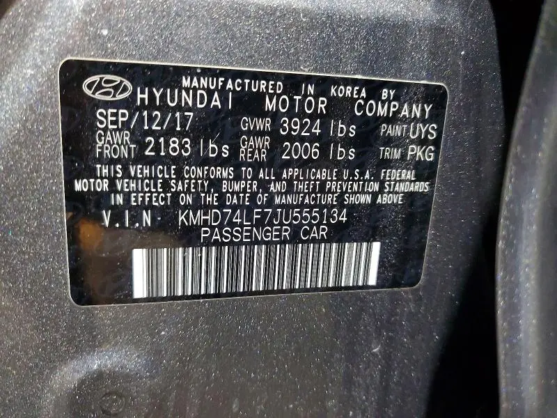 2018 HYUNDAI ELANTRA SE  