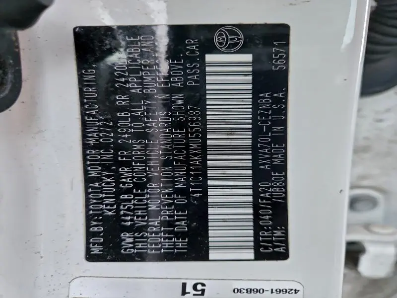 2021 TOYOTA CAMRY LE  