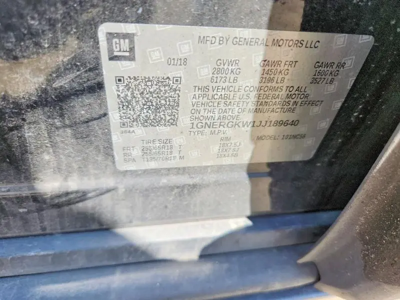 2018 CHEVROLET TRAVERSE LT  