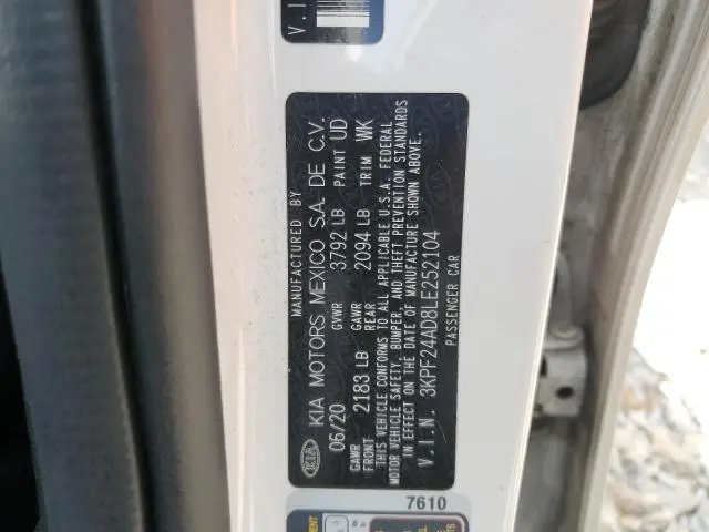 2020 KIA FORTE FE  