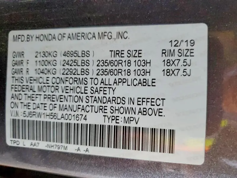 2020 HONDA CR-V EX  
