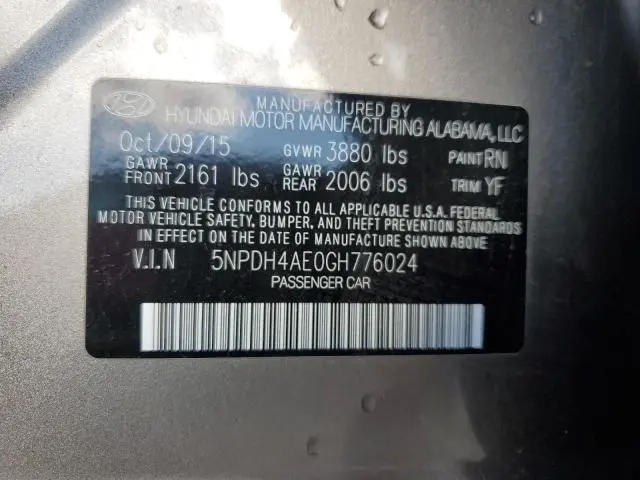 2016 HYUNDAI ELANTRA SE  