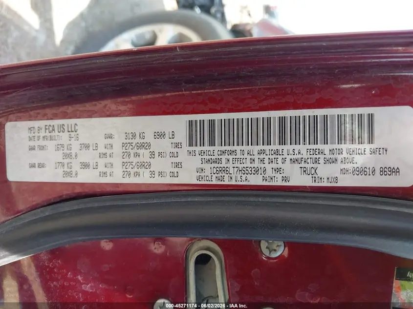 2017 RAM 1500 LONE STAR  4X2 5'7 BOX