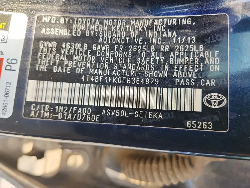 2014 TOYOTA CAMRY L  