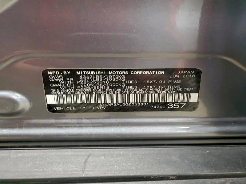 2016 MITSUBISHI OUTLANDER SPORT ES  