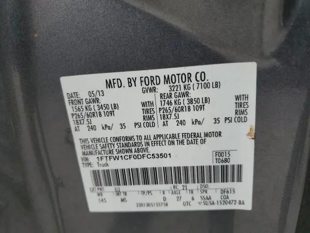 2013 FORD F150 SUPERCREW  