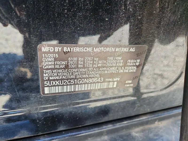 2016 BMW X6 XDRIVE35I  