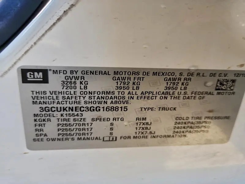 2016 CHEVROLET SILVERADO K1500  