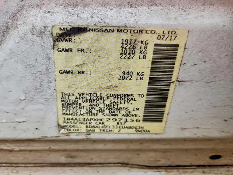 2017 NISSAN ALTIMA 2.5  