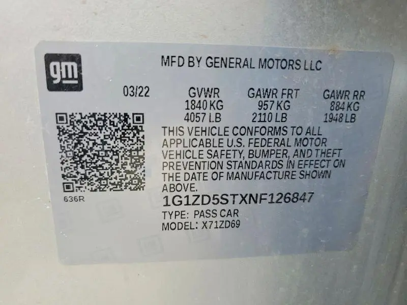 2022 CHEVROLET MALIBU LT  