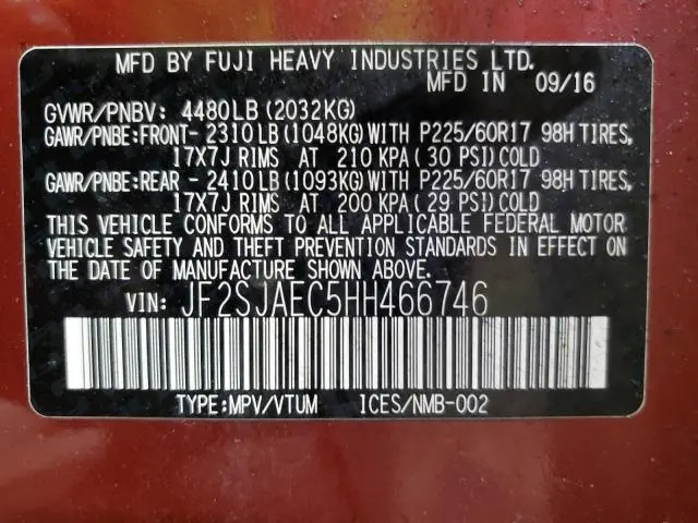 2017 SUBARU FORESTER 2.5I PREMIUM  