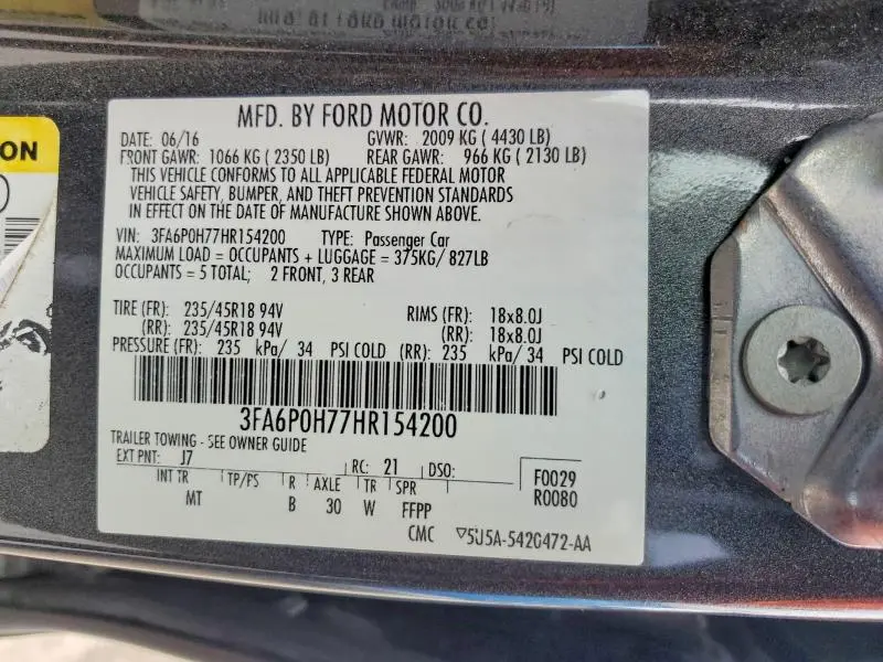 2017 FORD FUSION SE  