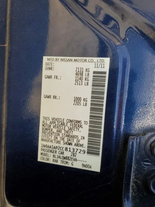 2012 NISSAN MAXIMA   