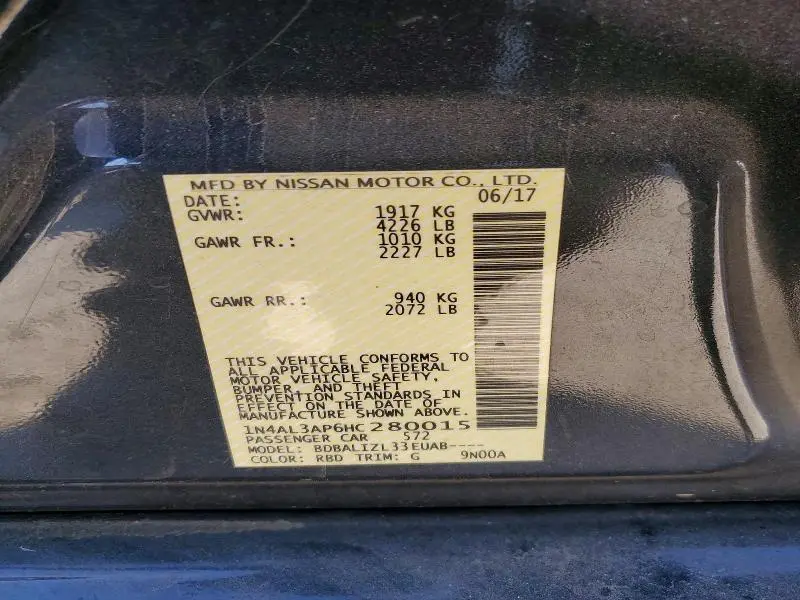 2017 NISSAN ALTIMA 2.5 SV  