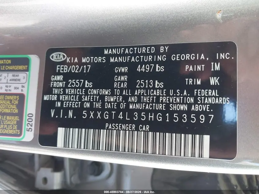 2017 KIA OPTIMA LX