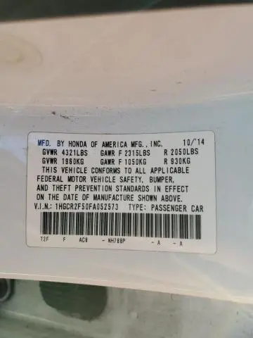 2015 HONDA ACCORD SPORT  