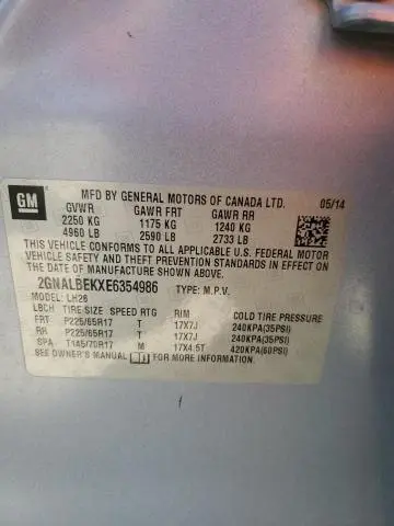 2014 CHEVROLET EQUINOX LT  