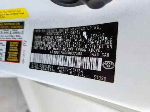 2012 TOYOTA CAMRY HYBRID  