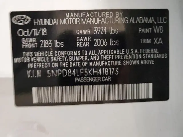 2019 HYUNDAI ELANTRA SEL  