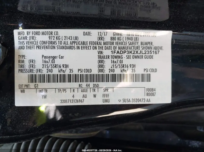 2018 FORD FOCUS SE