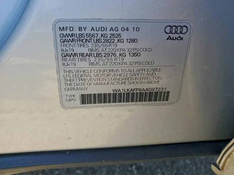 2010 AUDI Q5 PREMIUM PLUS  