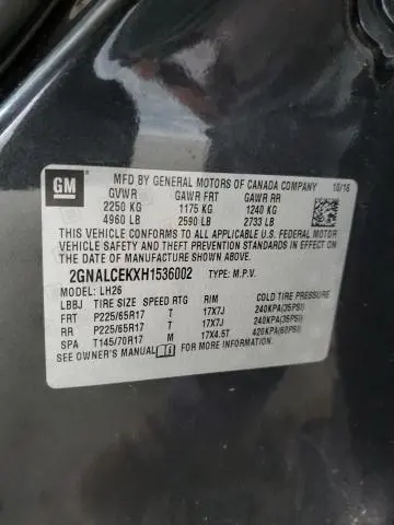 2017 CHEVROLET EQUINOX LT  