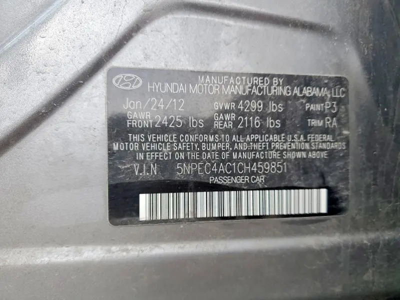 2012 HYUNDAI SONATA LIMITED  