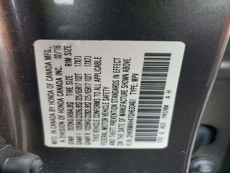 2016 HONDA CR-V SE  