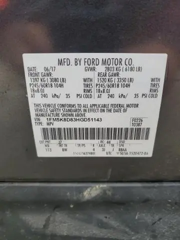 2017 FORD EXPLORER XLT  