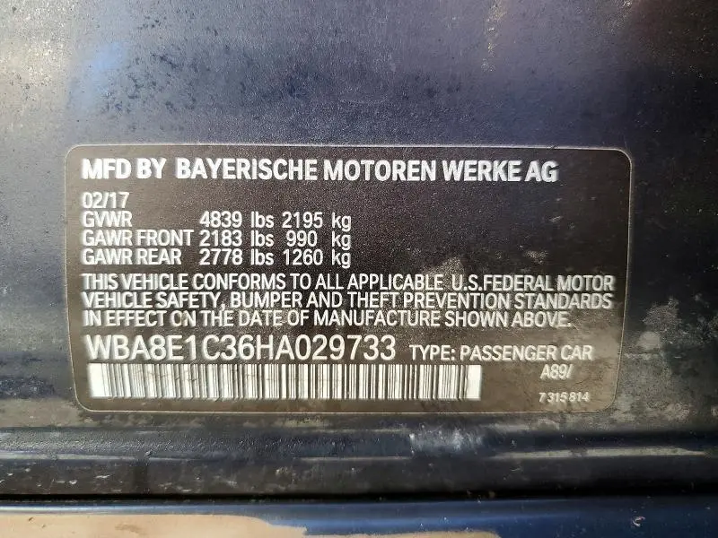 2017 BMW 330E   
