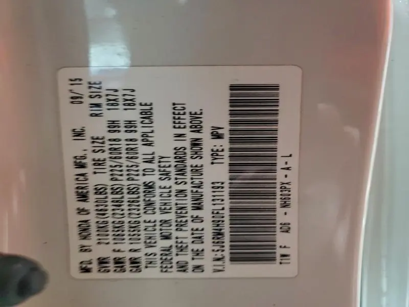 2015 HONDA CR-V TOURING  